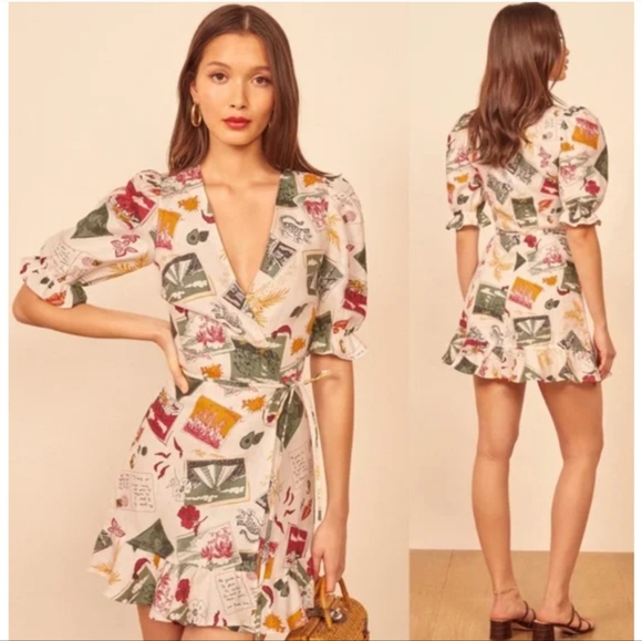 EUC Reformation Carmelo Mini Wrap Dress Vacaciones‎ Size XS - Picture 2 of 10